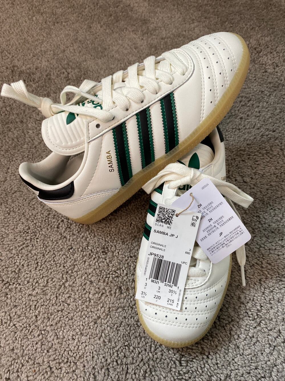 New Adidas SambaSneakers White Black Gum Youth US 3.5